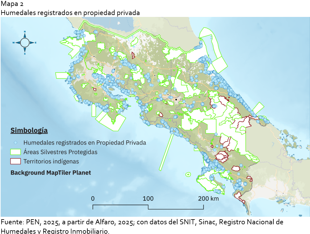 Mapa 2 Humedales registrados en propiedad privada 