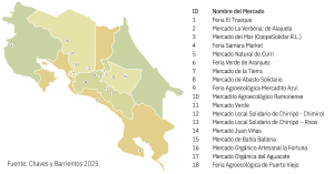 Mapa de CR de los mercados y ferias alternativas